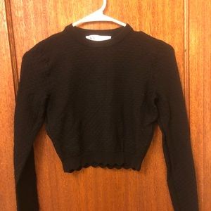 Zara Scalloped Black Sweater